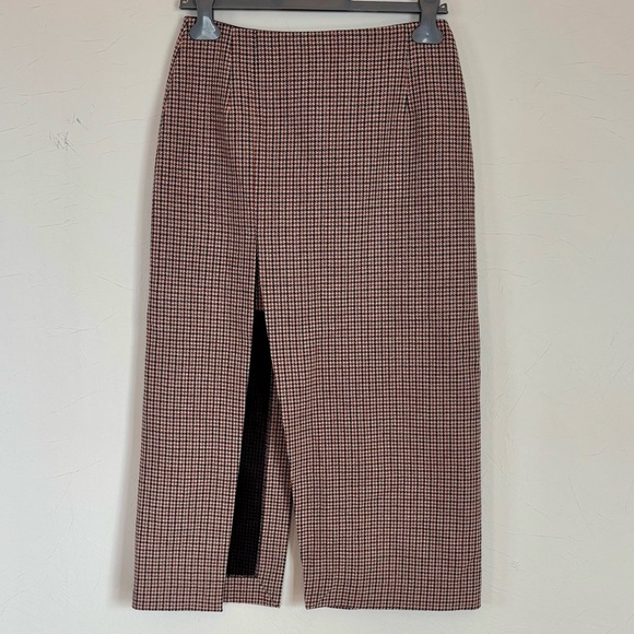 MAJE Jaisa Brown Houndstooth
Pattern Slit Midi Skirt - Picture 5 of 16